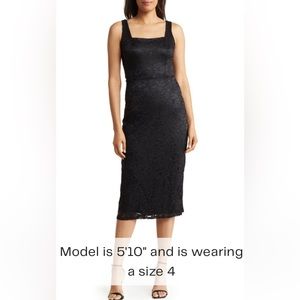 NWT Sam Edelman sleeveless black lace midi dress, size 8